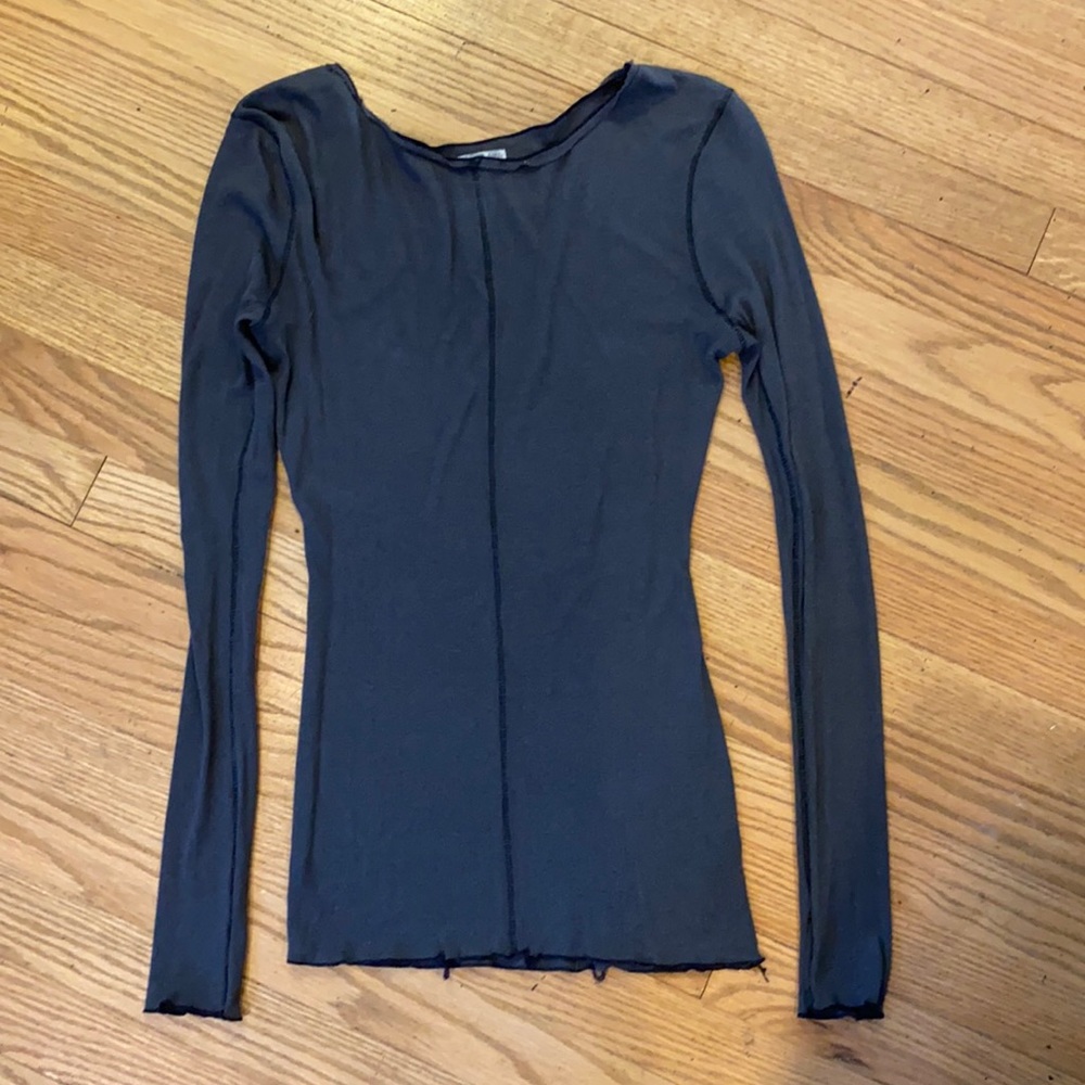 Charcoal grey with black stitching Free People layering top